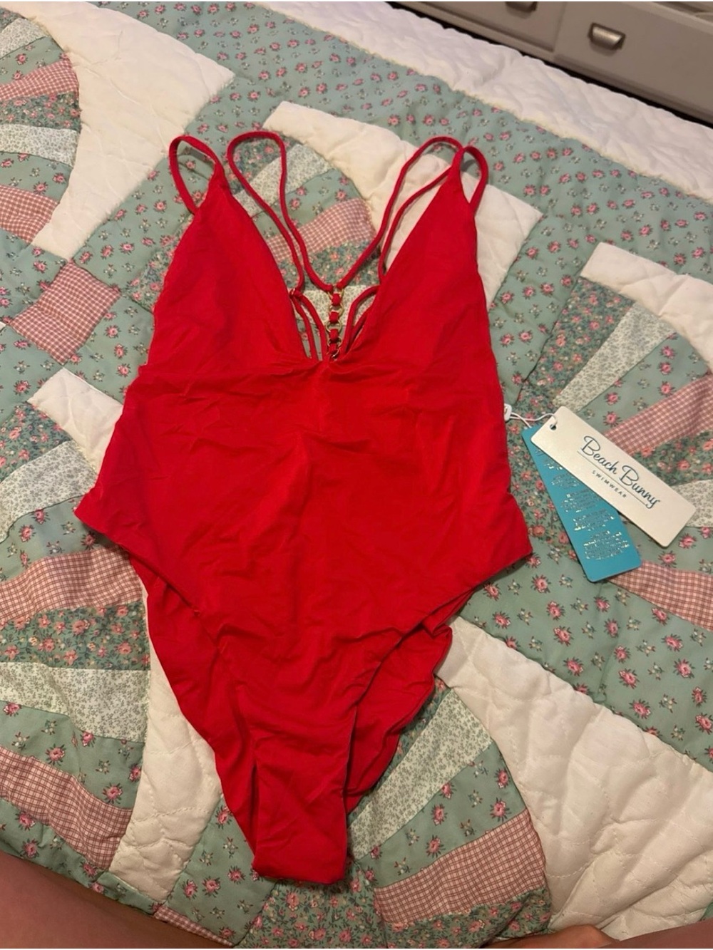 Beach Bunny Red Strappy One-Piece Swimsuit